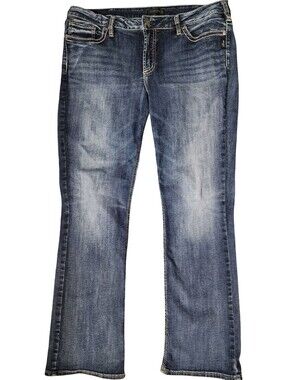 SILVER JEANS Suki Slim Bootcut Size 16/L33 Flap Pocket Curvy Mid Rise Jeans